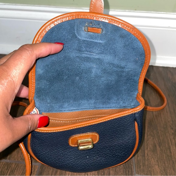*RARE*VTG Dooney and Bourke Mini Pebble Leather Flap Blue Crossbody Y2K… - Picture 5 of 13